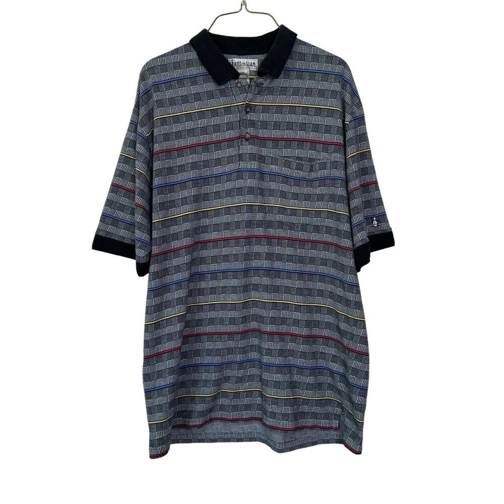 Grand Slam VINTAGE Black White Red Blue Casual Polo Shirt Size LARGE